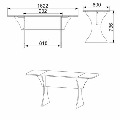 Стол трансформер Компанит Книжка-8, Яблоня, ламинированная ДСП, 932х600х736 мм (60х162 см)