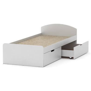 Кровать односпальная с ящиками Компанит 90+2, Нимфея Альба, ламинированная ДСП 16 мм, 90х200 см