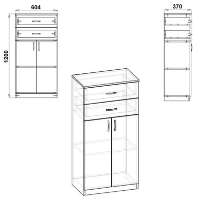 Книжный шкаф Компанит КШ-14, Бук, ламинированная ДСП 16 мм, 604х370х1200 мм