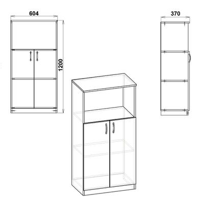 Книжный шкаф Компанит КШ-15, Нимфея Альба, ламинированная ДСП 16 мм, 604х370х1200 мм