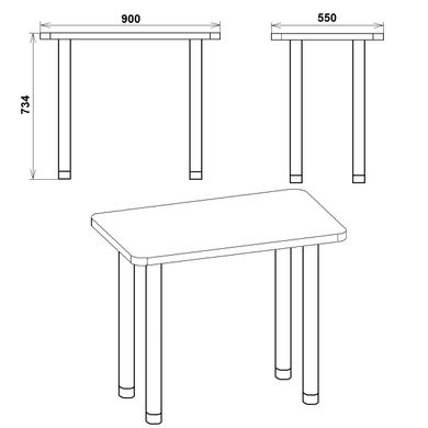 Стол кухонный Компанит КС-9, Нимфея Альба, металл, ЛДСП, 900х550х726 см
