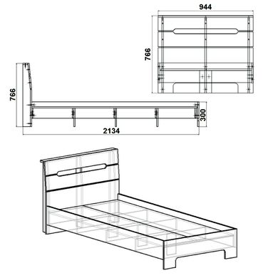 Ліжко односпальне Компаніт Стиль 90, Бук, ламінована ДСП 16 мм, 90х200 см