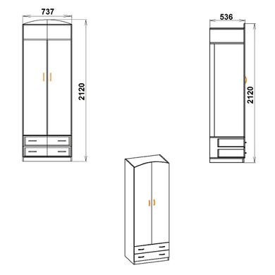 Шкаф для одежды Компанит Шкаф 4, Дуб сонома, ламинированная ДСП 16 мм, задняя стенка ДВП, 737х536х2120 мм